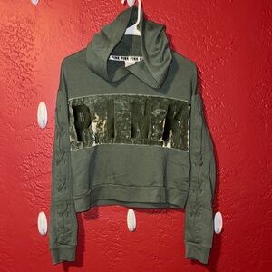 Green Hoodie with Velvet Detail